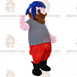 Pirate BIGGYMONKEY™ maskottiasu, jossa papukaija ja sininen