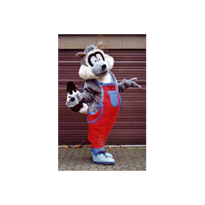 Raccoon In Overalls BIGGYMONKEY™ Mascot Costume –