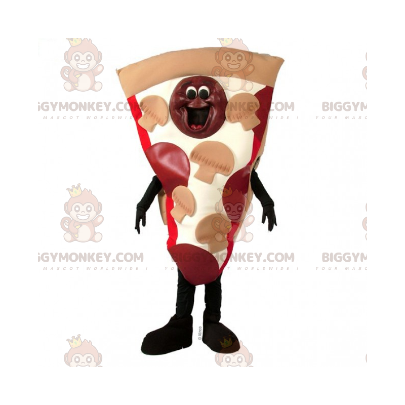 Costume da mascotte per pizza ai peperoni e funghi BIGGYMONKEY™