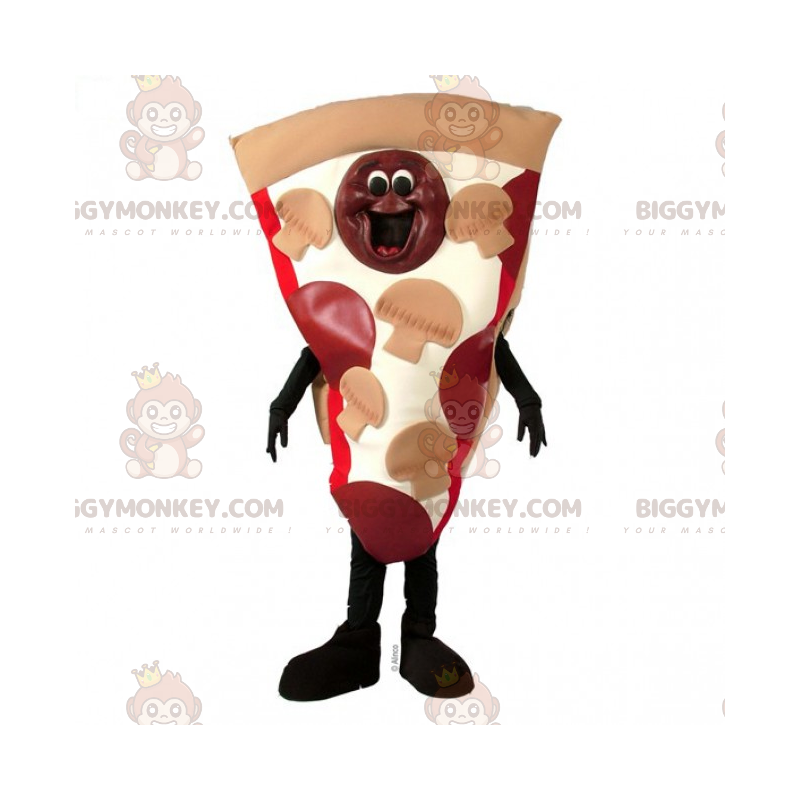 Pizza met peperoni en champignons BIGGYMONKEY™ mascottekostuum