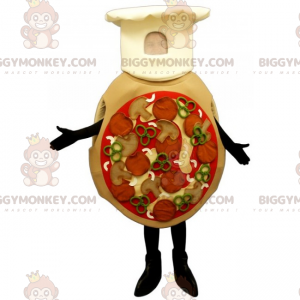 BIGGYMONKEY™ All-dressed pizzamascottekostuum met koksmuts -