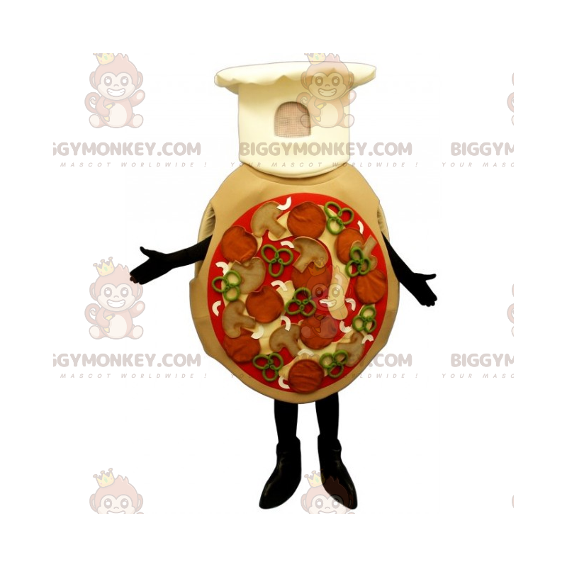 BIGGYMONKEY™ Komplett gekleidetes Pizza-Maskottchen-Kostüm mit