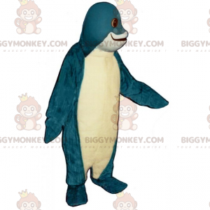 Costume de mascotte BIGGYMONKEY™ de poisson bleu et blanc -
