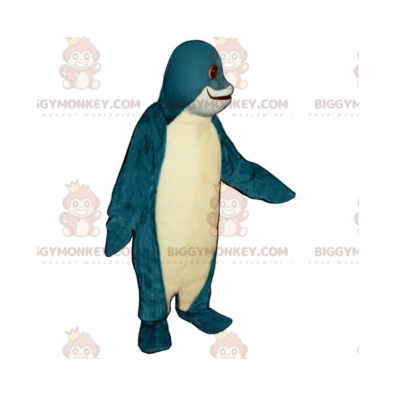 Traje de mascote de peixe azul e branco BIGGYMONKEY™ –