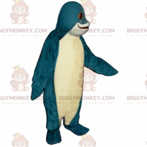 Traje de mascote de peixe azul e branco BIGGYMONKEY™ –