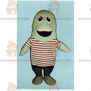 Disfraz de mascota Fish BIGGYMONKEY™ con camiseta a rayas -
