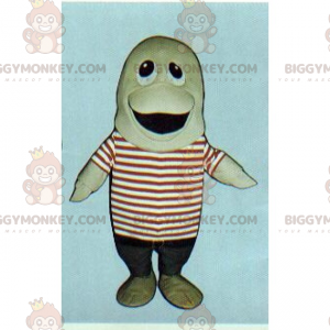 Fish BIGGYMONKEY™ Mascot Costume with Striped Top –