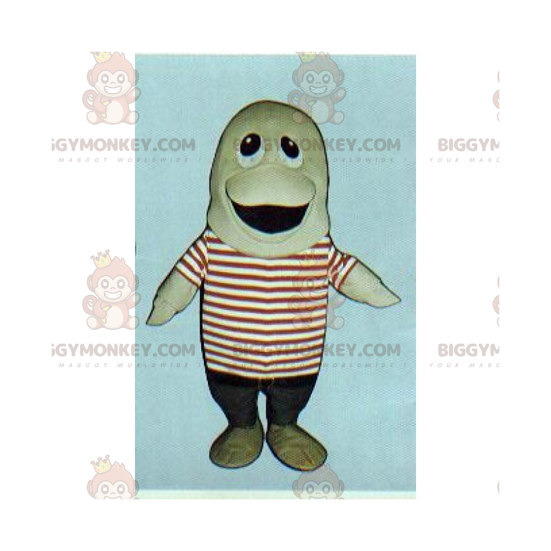 Fish BIGGYMONKEY™ Mascot Costume with Striped Top –