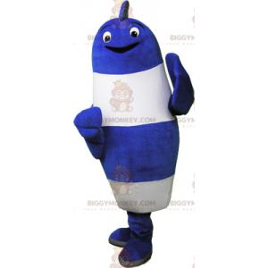 Costume de mascotte BIGGYMONKEY™ de poisson bleu et blanc -