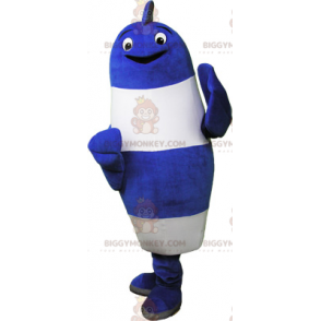 Disfraz de mascota de pez azul y blanco BIGGYMONKEY™ -