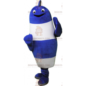 Traje de mascote de peixe azul e branco BIGGYMONKEY™ –