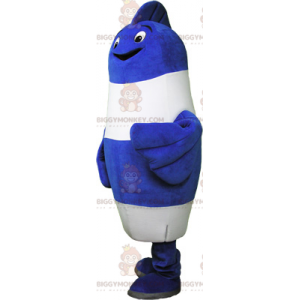 Costume da mascotte BIGGYMONKEY™ pesce blu e bianco -