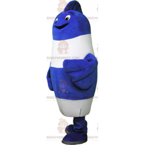 Costume de mascotte BIGGYMONKEY™ de poisson bleu et blanc -