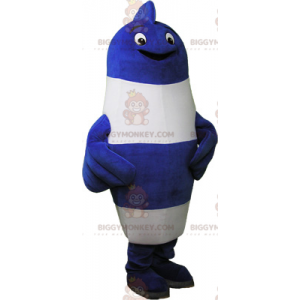 Blue and White Fish BIGGYMONKEY™ maskottiasu - Biggymonkey.com
