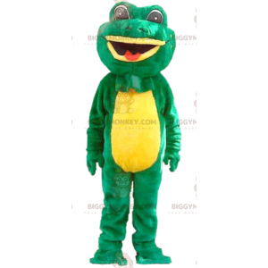 Costume de mascotte BIGGYMONKEY™ de grenouille verte et jaune -