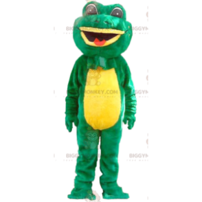 Costume de mascotte BIGGYMONKEY™ de grenouille verte et jaune -