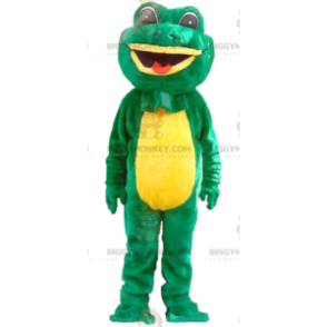 Grüner und gelber Frosch BIGGYMONKEY™ Maskottchenkostüm -