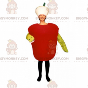 Kostium maskotki BIGGYMONKEY™ Czerwone jabłko z czerwiem -