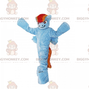 Blauwe pony BIGGYMONKEY™ mascottekostuum met tweekleurige manen