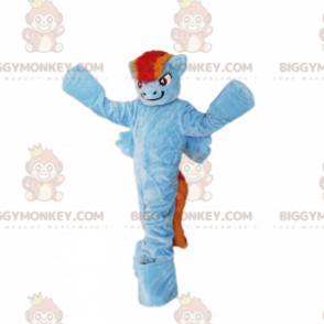 Costume da mascotte BIGGYMONKEY™ Pony blu con criniera bicolore