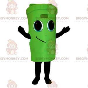 Traje de mascote Green Bin BIGGYMONKEY™ com rosto sorridente –