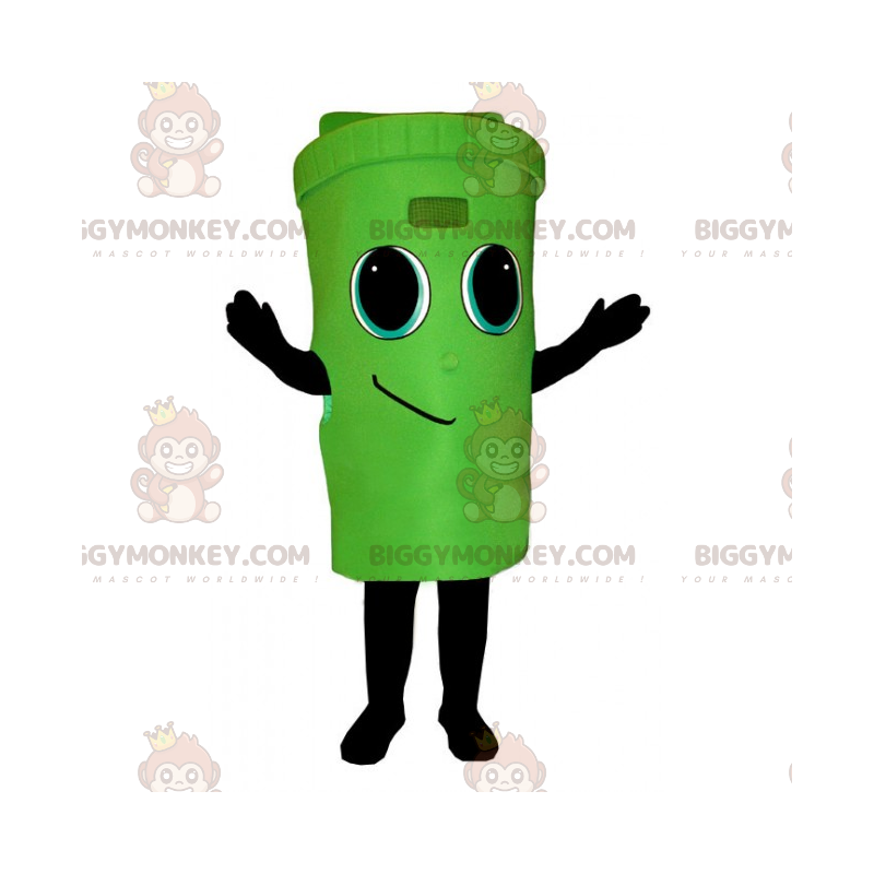 Costume de mascotte BIGGYMONKEY™ de poubelle verte avec visage