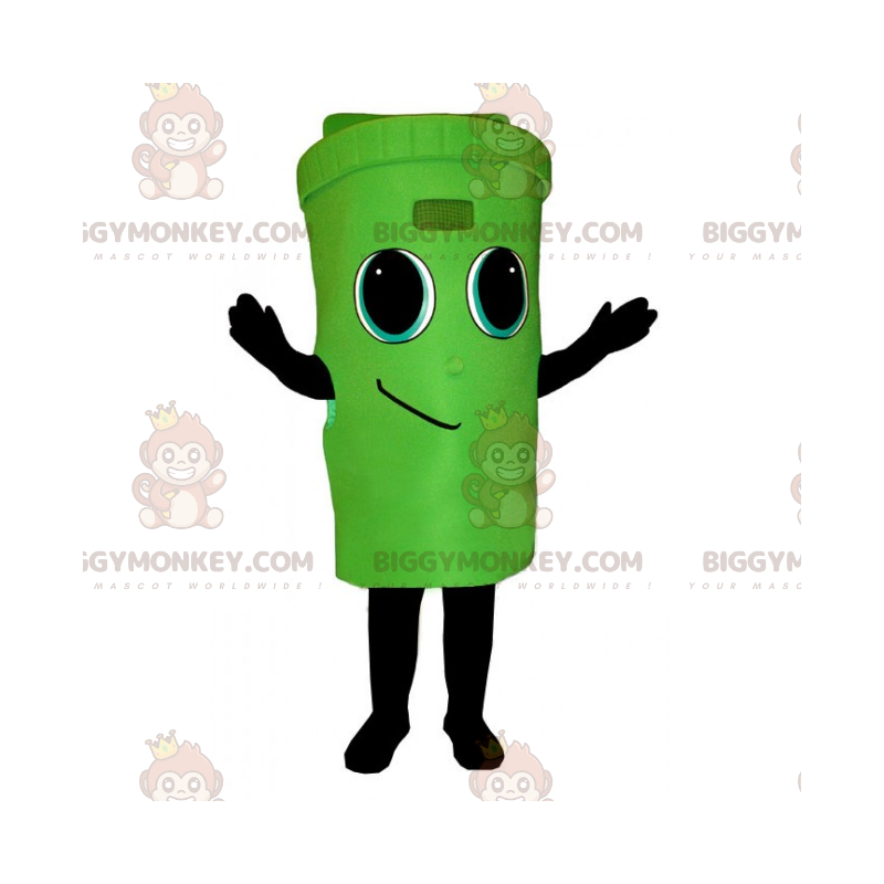 Green Bin BIGGYMONKEY™ Maskottchenkostüm mit lächelndem Gesicht
