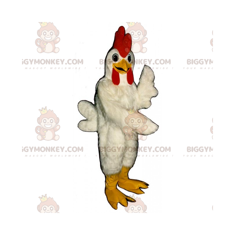 Traje de mascote de frango BIGGYMONKEY™ com muitas penas –