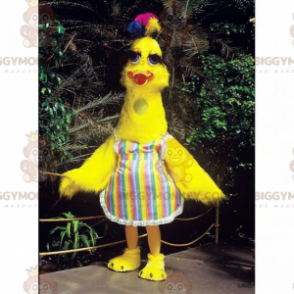 Costume de mascotte BIGGYMONKEY™ de poule jaune au tablier