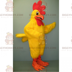 Fato de mascote BIGGYMONKEY™ de frango amarelo e bico laranja –