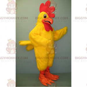 Keltainen kana ja oranssi nokka BIGGYMONKEY™ maskottiasu -