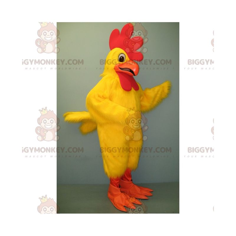 Fato de mascote BIGGYMONKEY™ de frango amarelo e bico laranja –