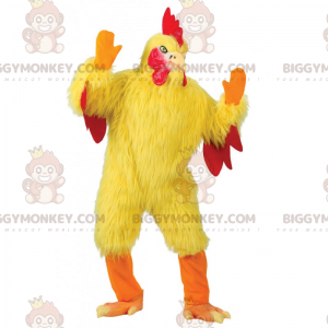 Costume de mascotte BIGGYMONKEY™ de poulet jaune et crête rouge