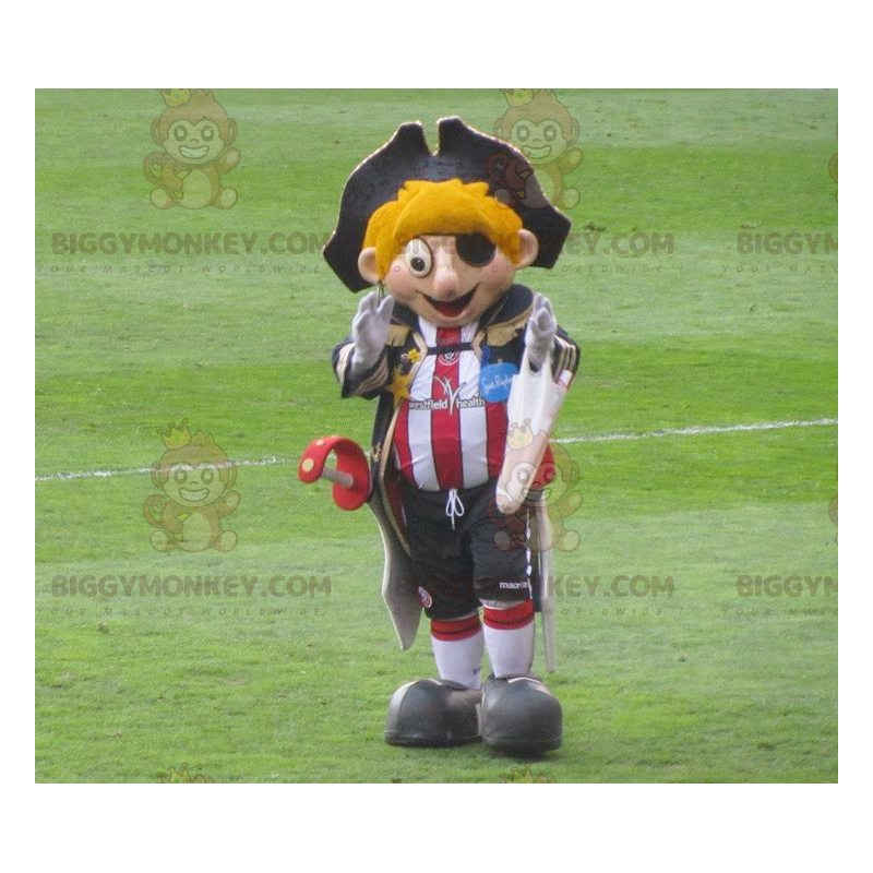 Blonde Pirate BIGGYMONKEY™ Mascot Costume with Sportswear and