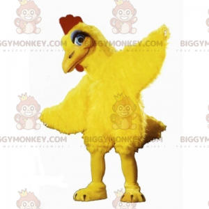 Traje de mascote BIGGYMONKEY™ de plumagem longa de pintinho –