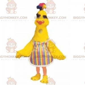 Kostým maskota Chick BIGGYMONKEY™ s pruhovanými šaty –