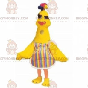 Costume de mascotte BIGGYMONKEY™ de poussin avec robe a rayures
