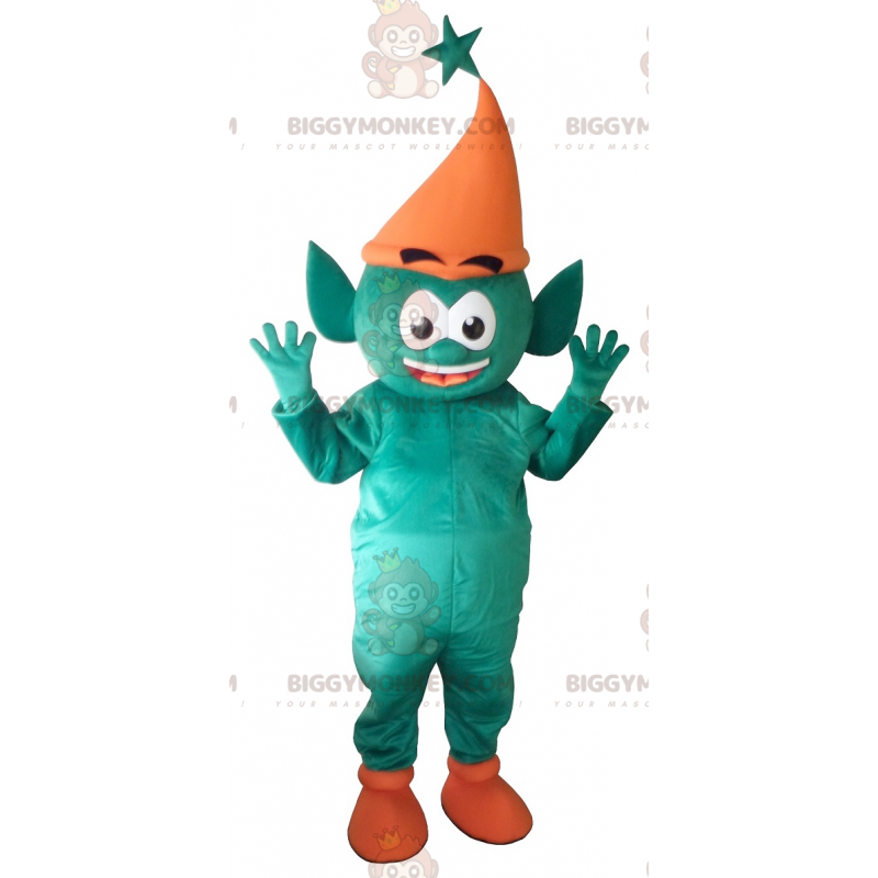 Costume de mascotte BIGGYMONKEY™ de lutin vert d'elfe géant -