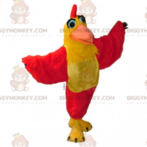 Costume da mascotte pulcino giallo e rosso BIGGYMONKEY™ -