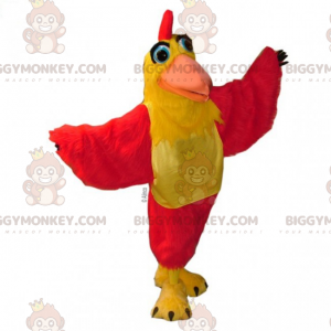Costume de mascotte BIGGYMONKEY™ de poussin jaune et rouge -