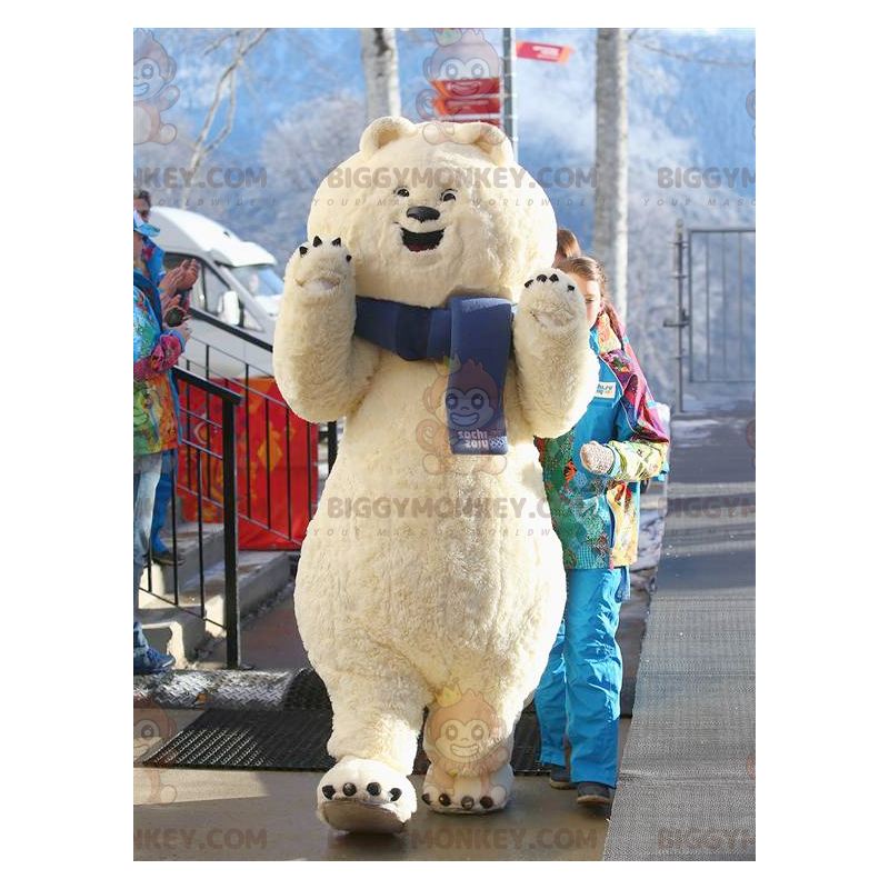Iso valkoinen nalle jääkarhu BIGGYMONKEY™ maskottiasu -