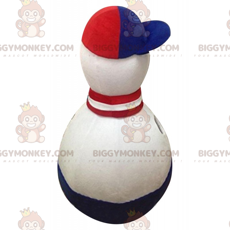 Costume mascotte BIGGYMONKEY™ Skittle tricolore blu, bianco e