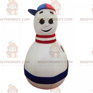 Costume de mascotte BIGGYMONKEY™ de quille tricolore bleu