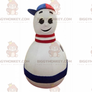 Costume mascotte BIGGYMONKEY™ Skittle tricolore blu, bianco e