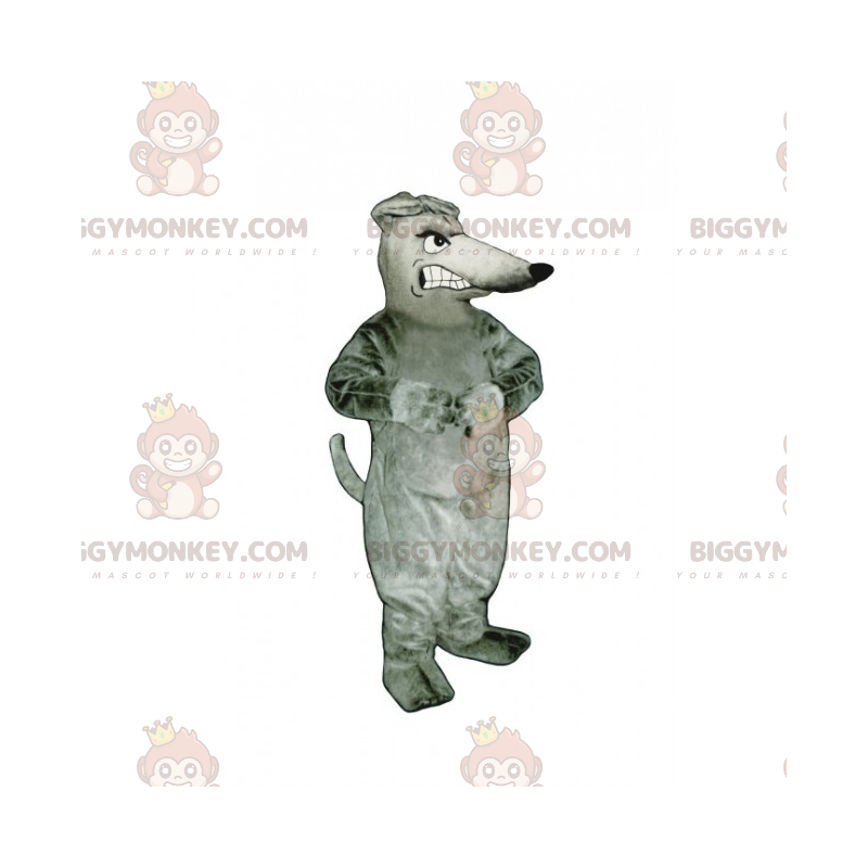 Costume della mascotte BIGGYMONKEY™ del topo grigio arrabbiato