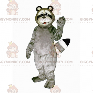 Costume de mascotte BIGGYMONKEY™ de raton laveur gris a la tète