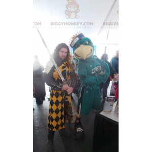 Costume de mascotte BIGGYMONKEY™ d'aigle vert et jaune géant -