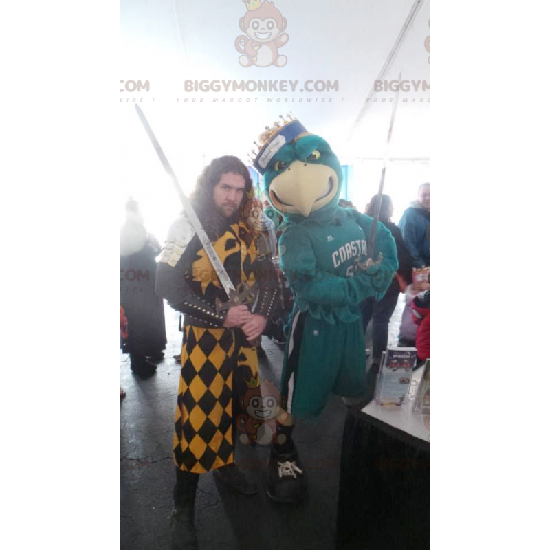 Disfraz de mascota gigante águila verde y amarilla BIGGYMONKEY™