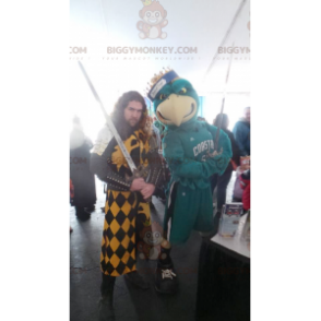 Costume de mascotte BIGGYMONKEY™ d'aigle vert et jaune géant -