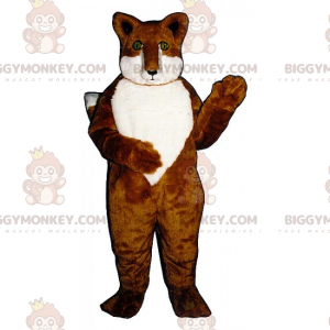 BIGGYMONKEY™ Mascot Costume of Fox med vit mage och gröna ögon